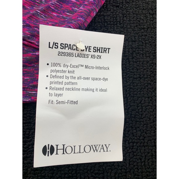 Holloway Andover Space Dye Long Sleeve Athletic Shirt‎ Ladies Medium Pink Purple - Picture 6 of 6